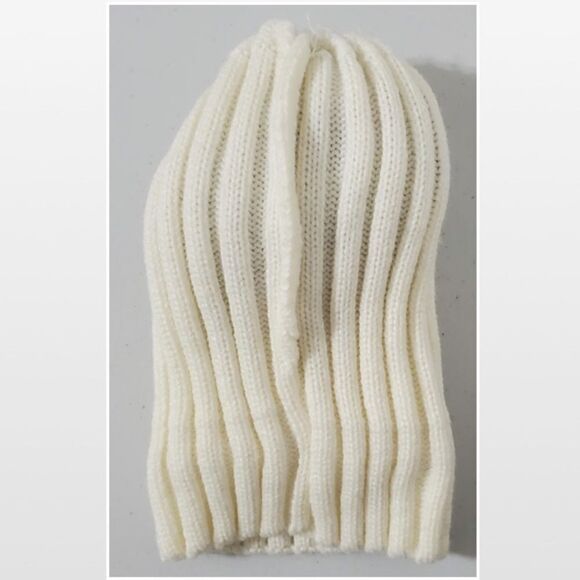 New Double Pompoms Beanie Hat Toddler Kid Cream Chunky Knit - Picture 11 of 14